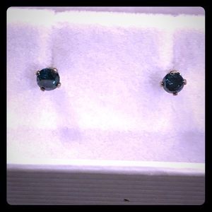 Blue Diamond Stud Earrings